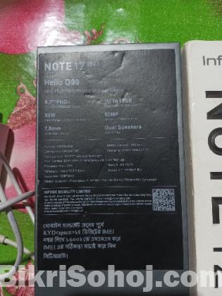 Infinx note12  8/128